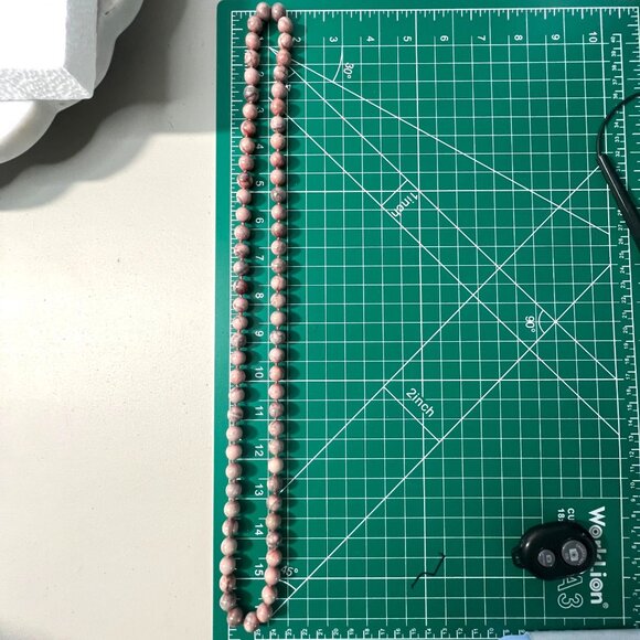 Beaded Necklace Natural Zebra Jasper Pink Gray 32" Knotted Handcrafted OOAK - Picture 5 of 8